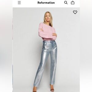 The Reformation Cynthia High Rise Coated Straight Jeans